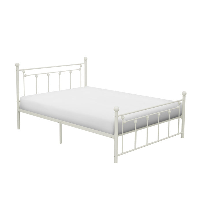 Lia White Full Metal Platform Bed - Ornate Home
