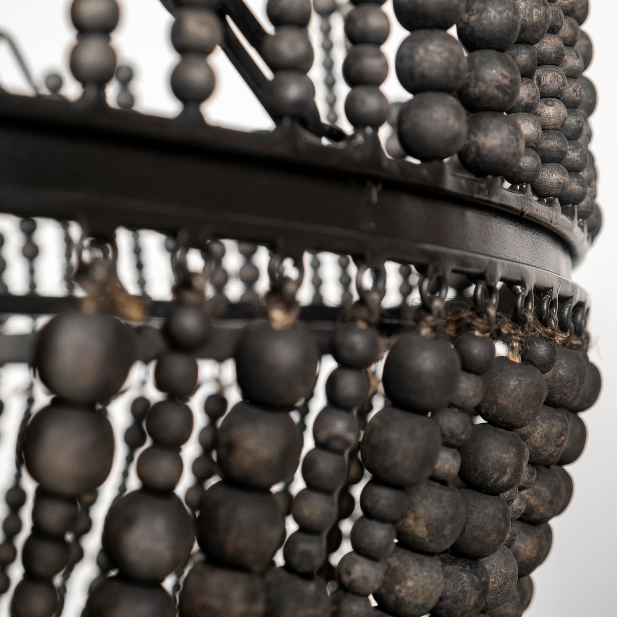 Liam Black Wooden Bead Bowl-Style Four Bulb Chandelier - Ornate Home