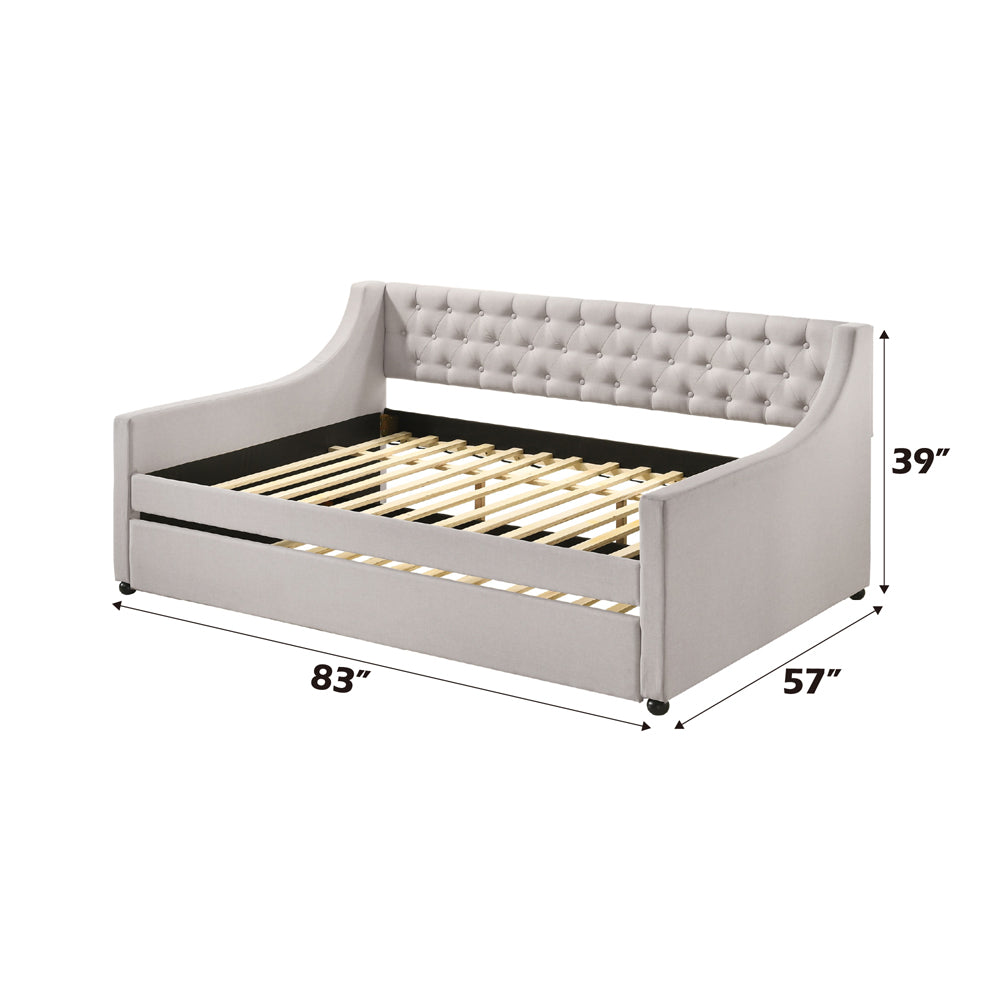 Lianna Fog Fabric Uph. Full Daybed w/Twin Trundle - Ornate Home