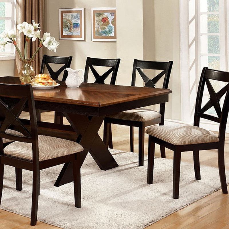 Liberta Dark Oak/Black/Beige Dining Table - Ornate Home