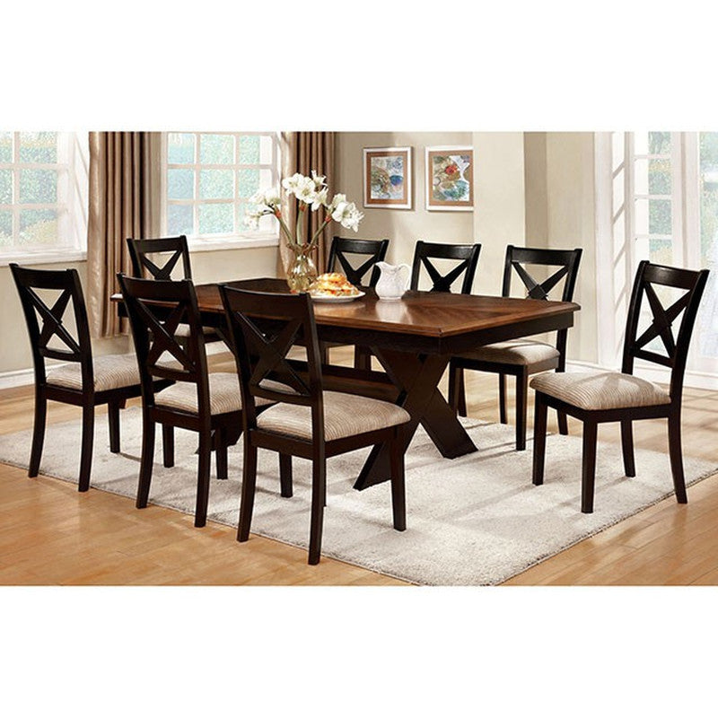 Liberta Dark Oak/Black/Beige Dining Table - Ornate Home