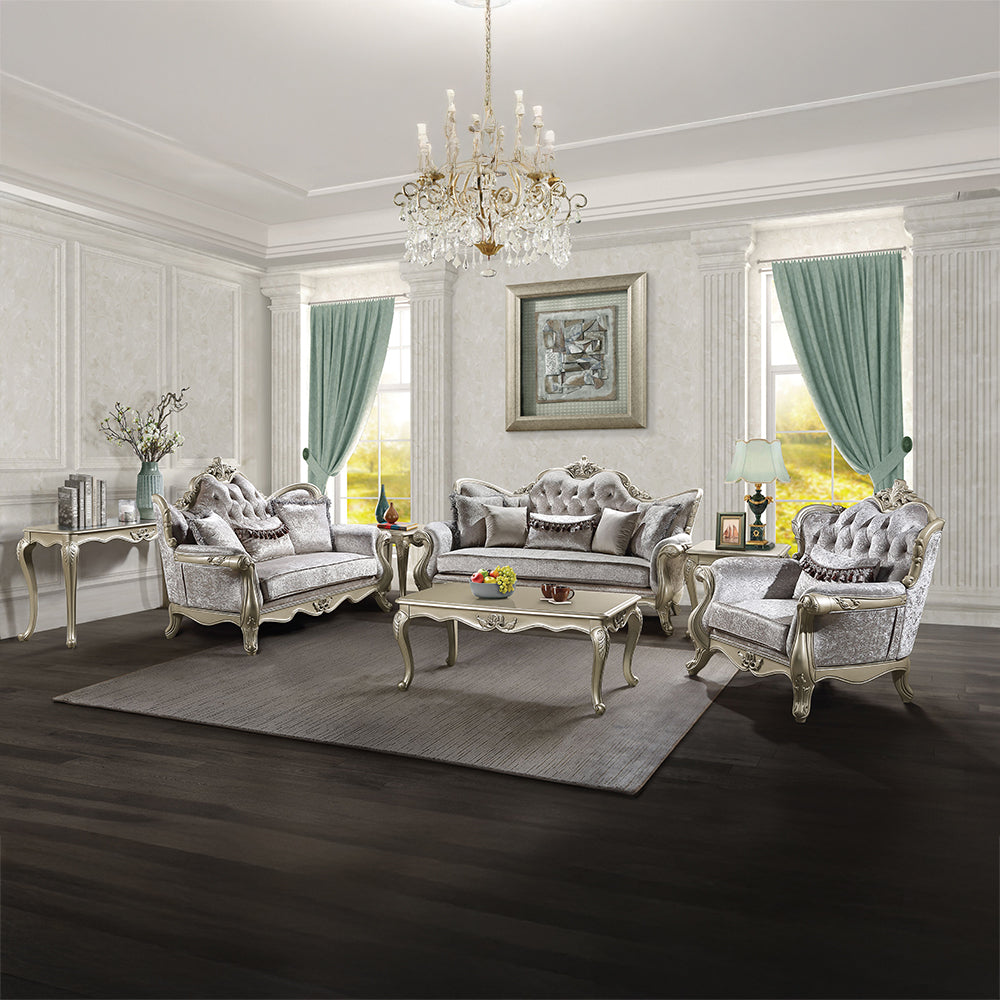 Libertee Beige & Champagne Chair w/Pillow - Ornate Home