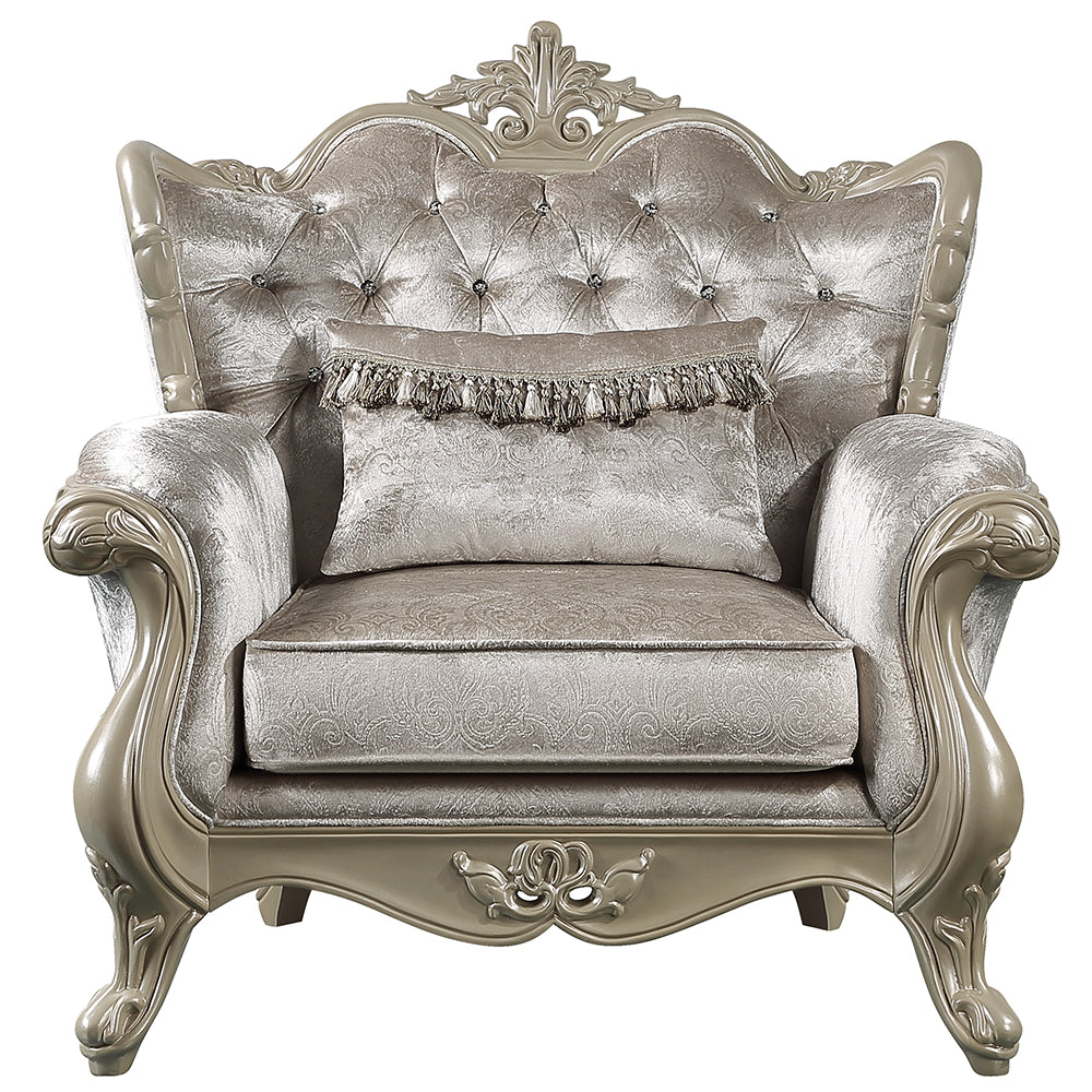 Libertee Beige & Champagne Chair w/Pillow - Ornate Home
