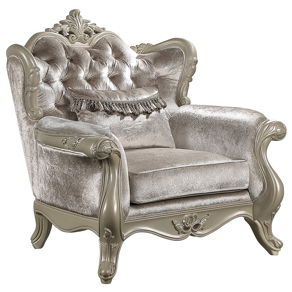 Libertee Beige & Champagne Chair w/Pillow - Ornate Home
