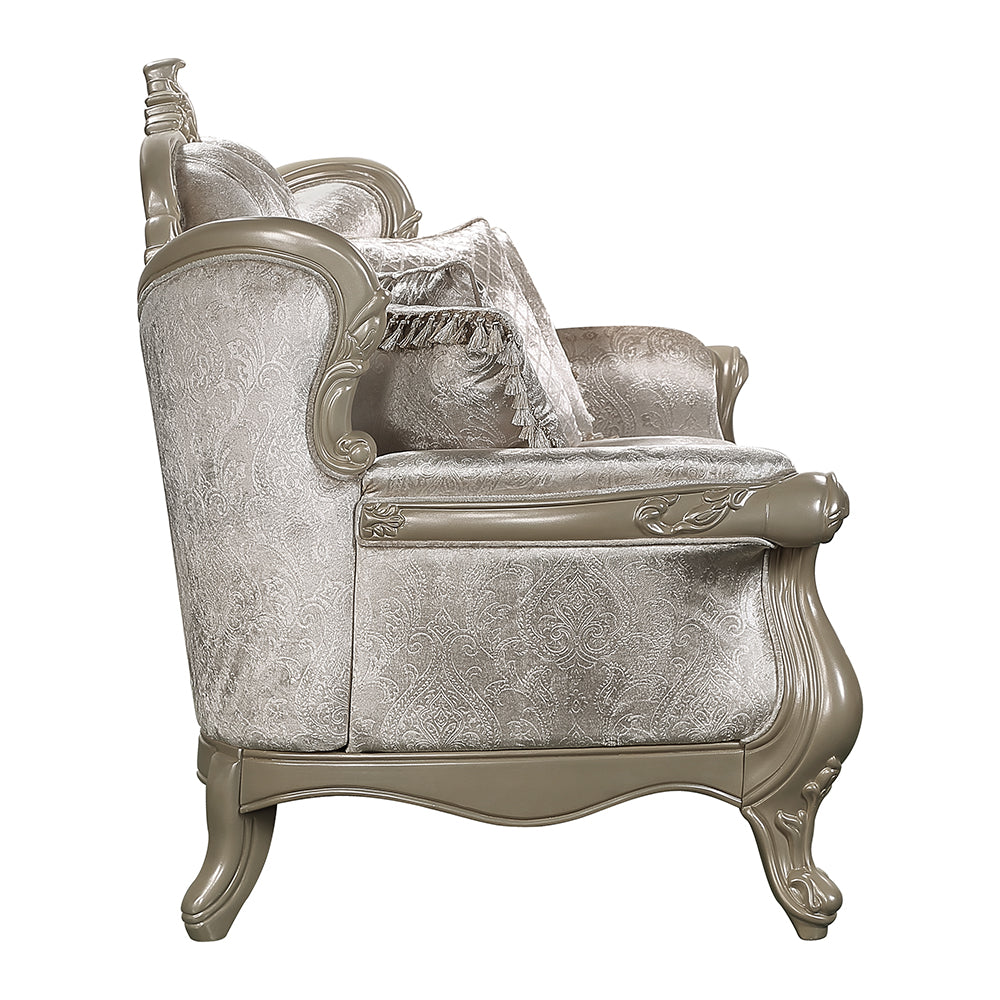 Libertee Beige & Champagne Sofa w/5 Pillows - Ornate Home