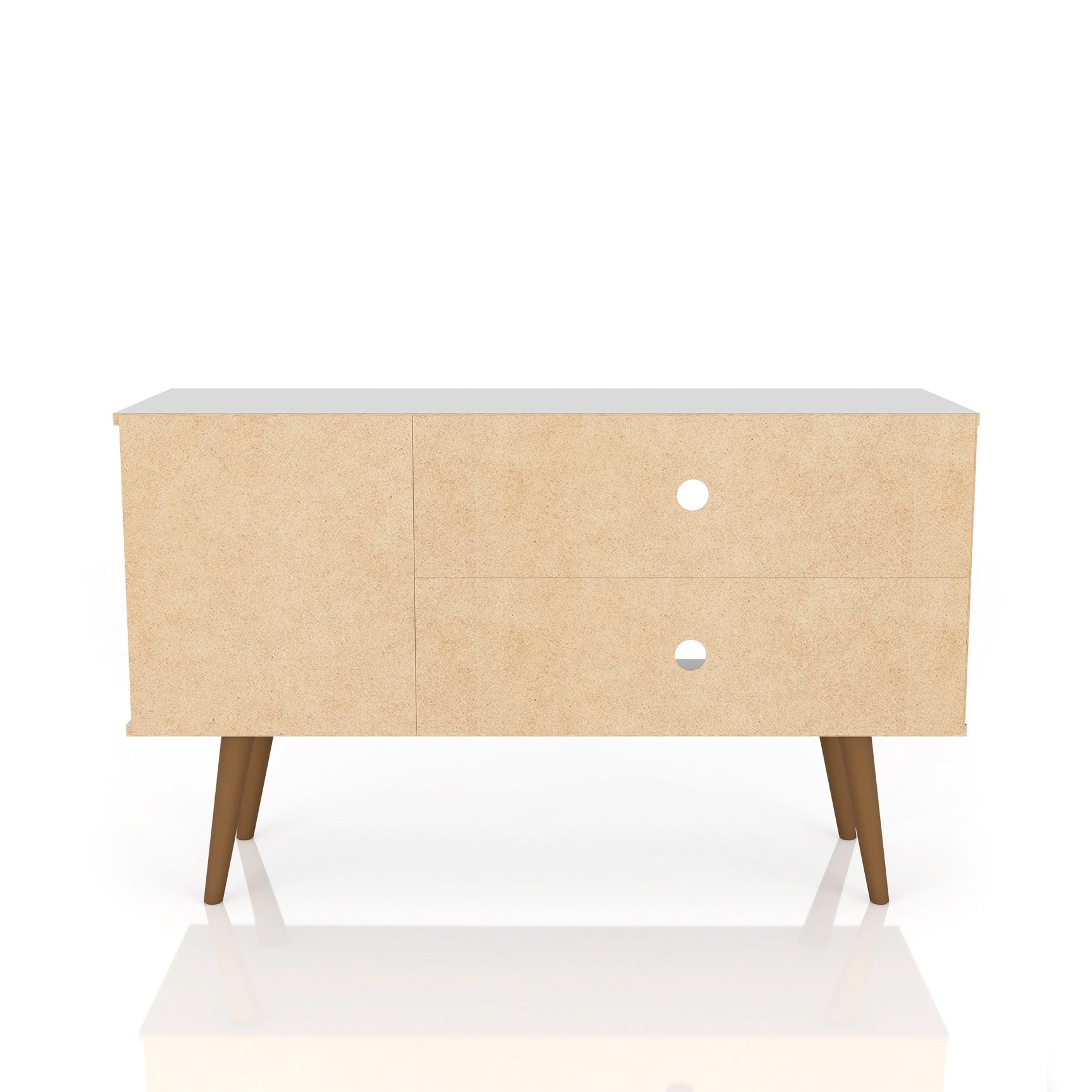 Liberty 42.52 TV Stand in White and 3D Brown Prints - Ornate Home