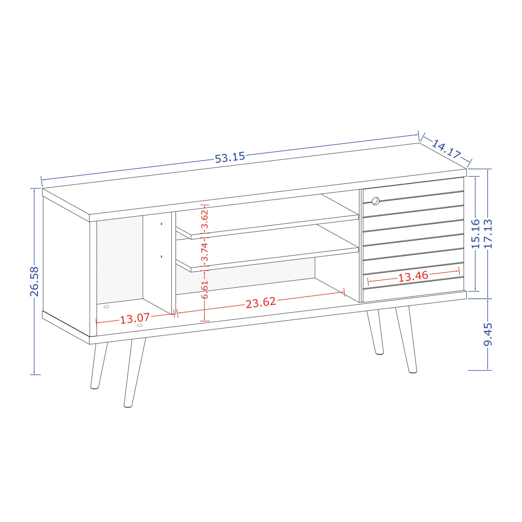 Liberty 53.14" Mid-Century Modern TV Stand in White - Ornate Home