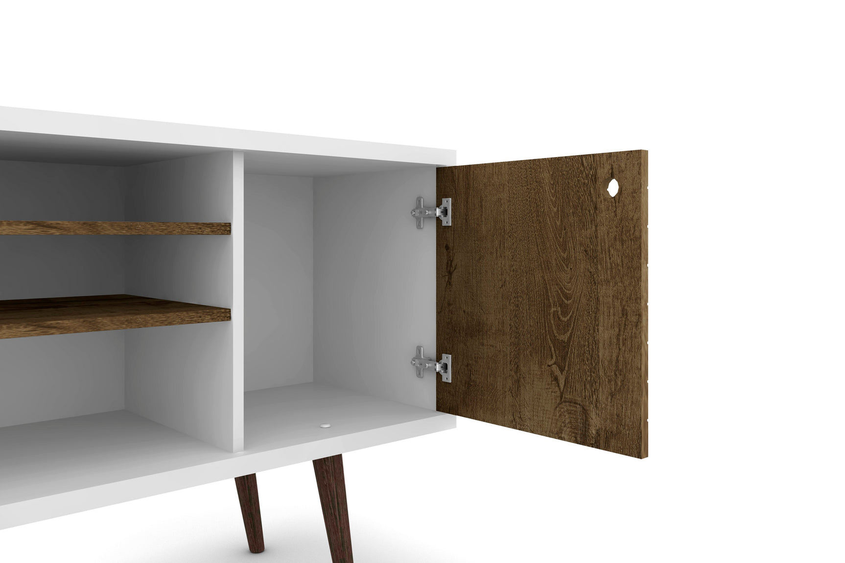 Liberty 53.14" Mid-Century Modern TV Stand in White and Rustic Brown - Ornate Home