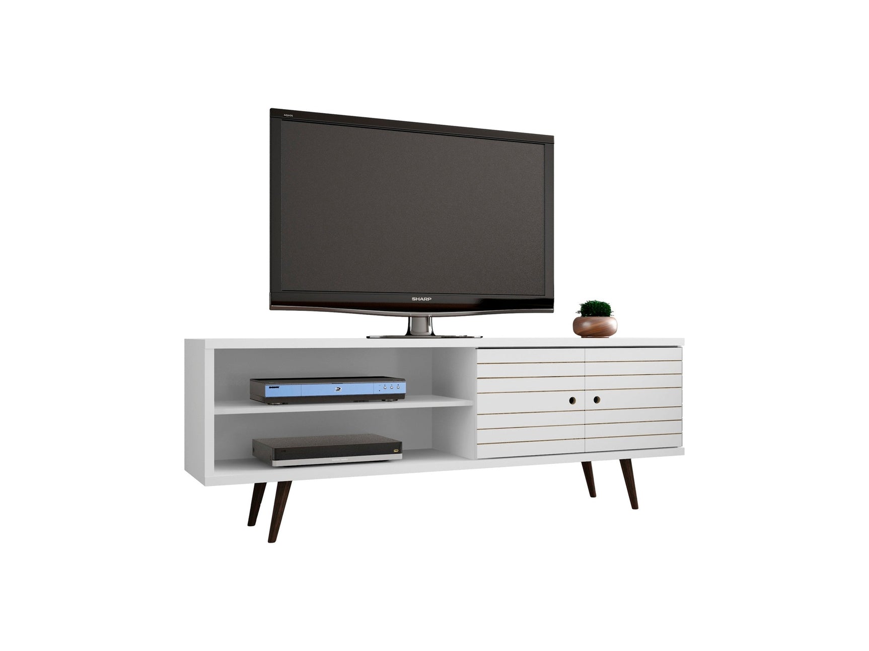 Liberty 62.99" Mid-Century Modern TV Stand in White - Ornate Home