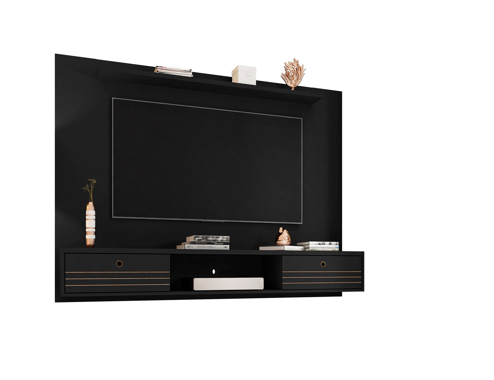 Liberty 70.86 Floating Entertainment Center in Black - Ornate Home