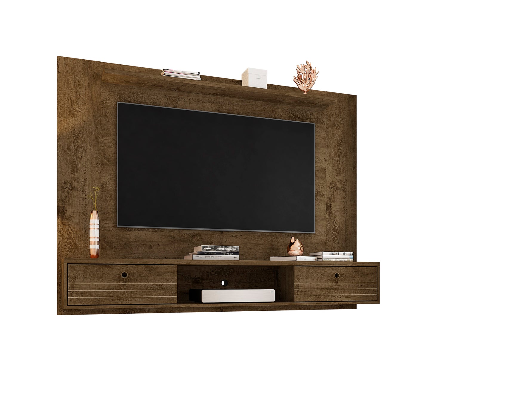 Liberty 70.86 Floating Entertainment Center in Rustic Brown - Ornate Home