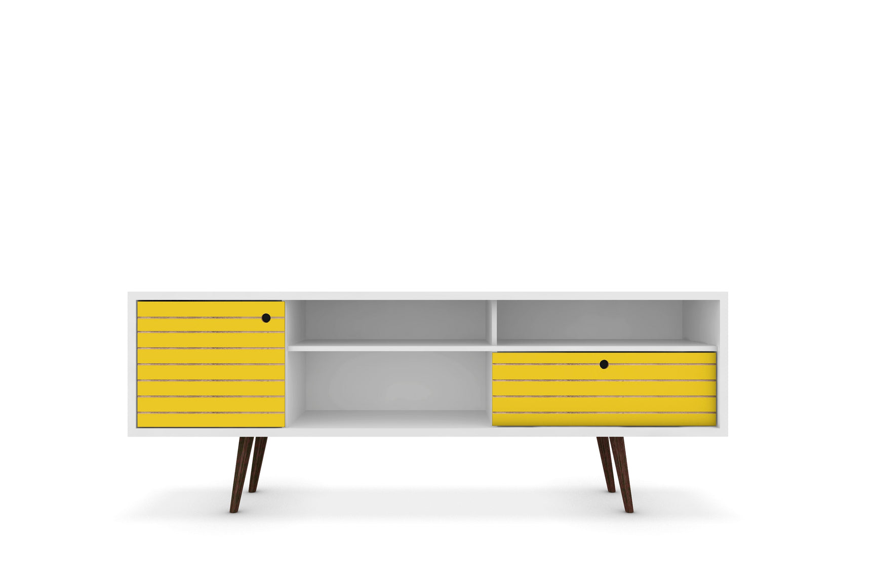 Liberty 70.86" Mid-Century Modern TV Stand in White and Yellow - Ornate Home
