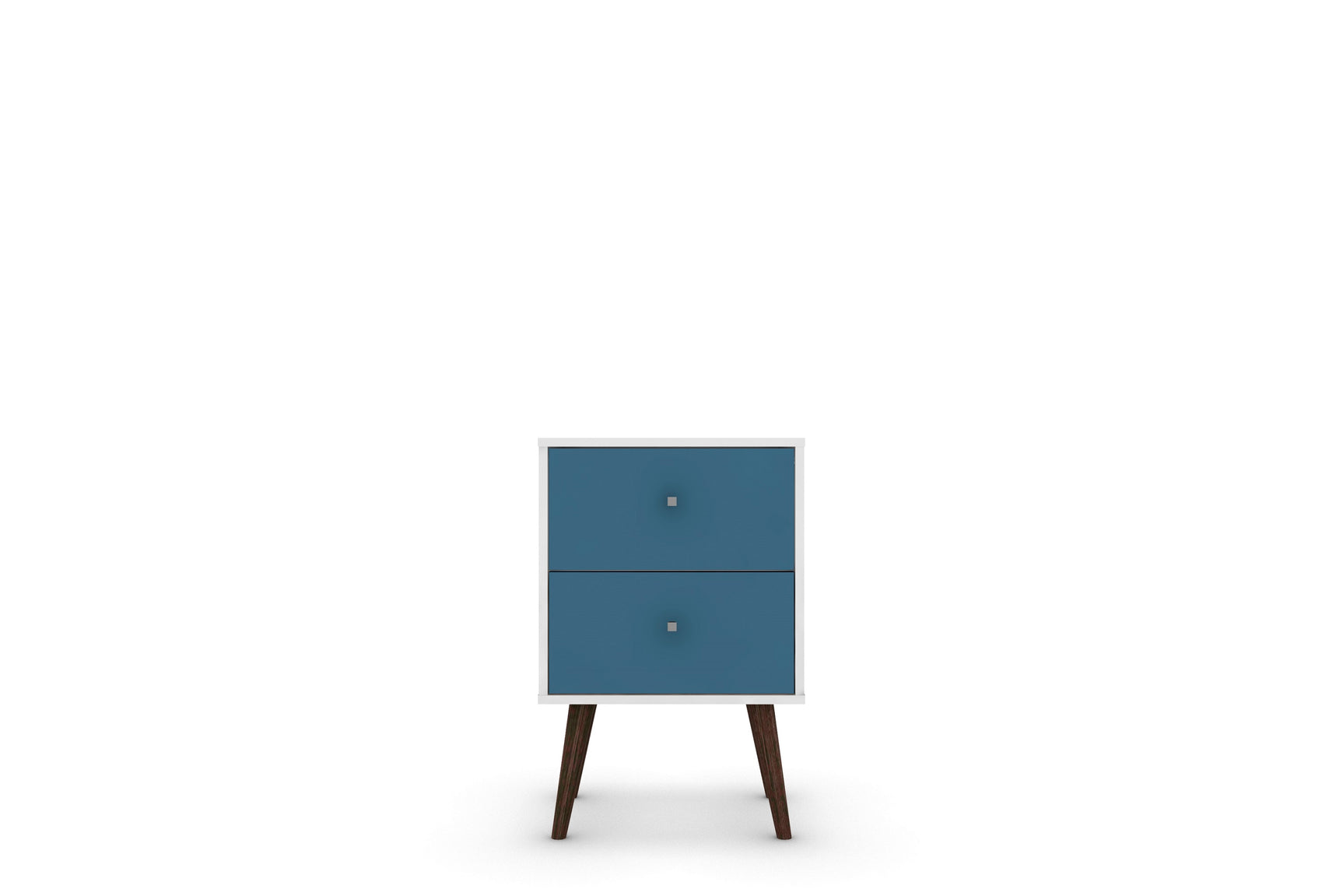Liberty Mid-Century Modern Nightstand 2.0 in White and Aqua Blue - Ornate Home