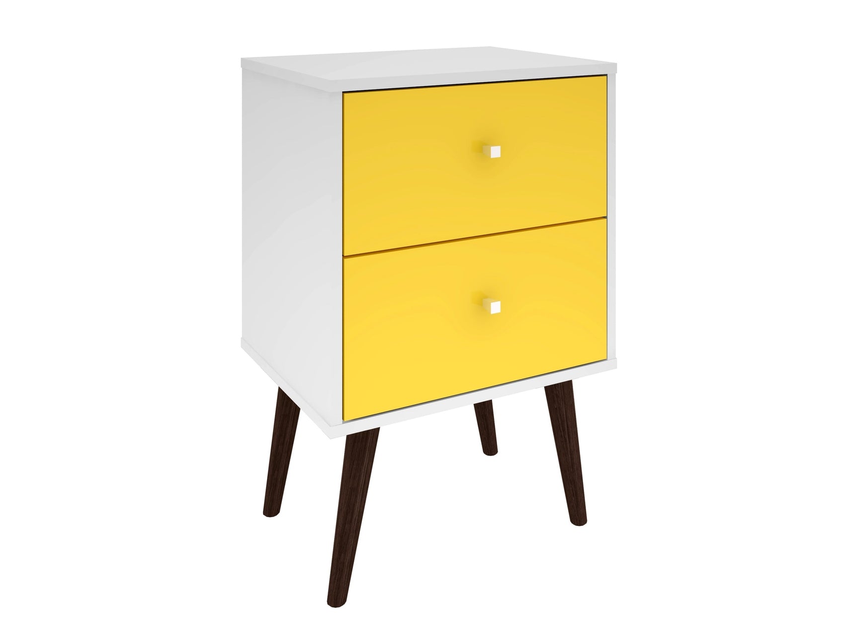 Liberty Mid-Century Modern Nightstand 2.0 in White and Yellow - Ornate Home