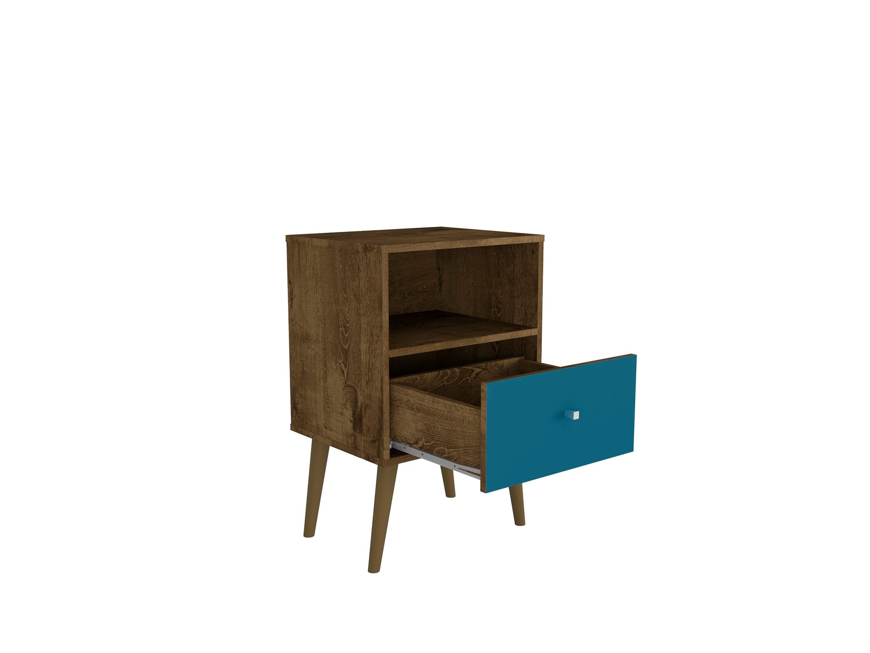 Liberty Nightstand 1.0 in Rustic Brown and Aqua Blue - Ornate Home