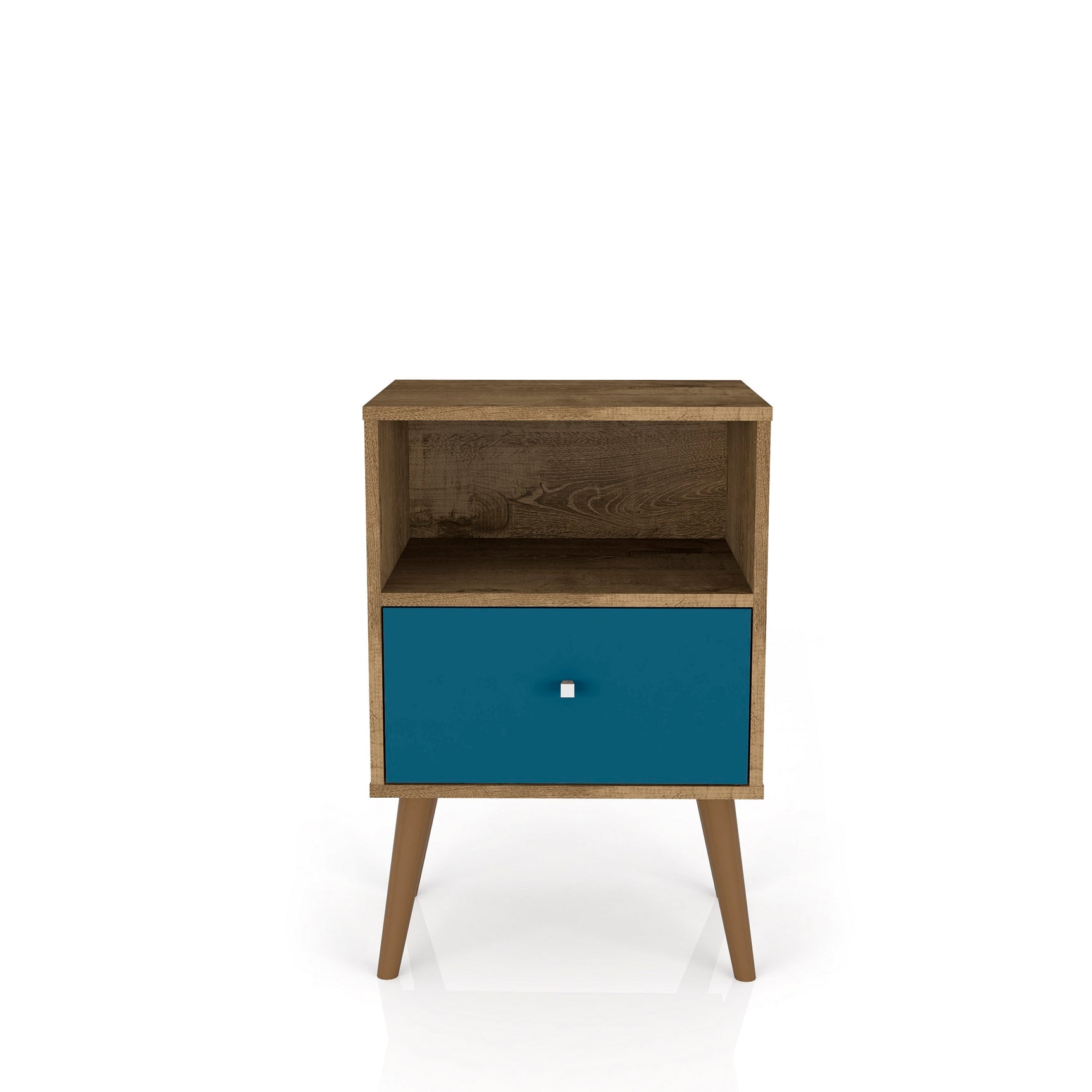 Liberty Nightstand 1.0 in Rustic Brown and Aqua Blue - Ornate Home