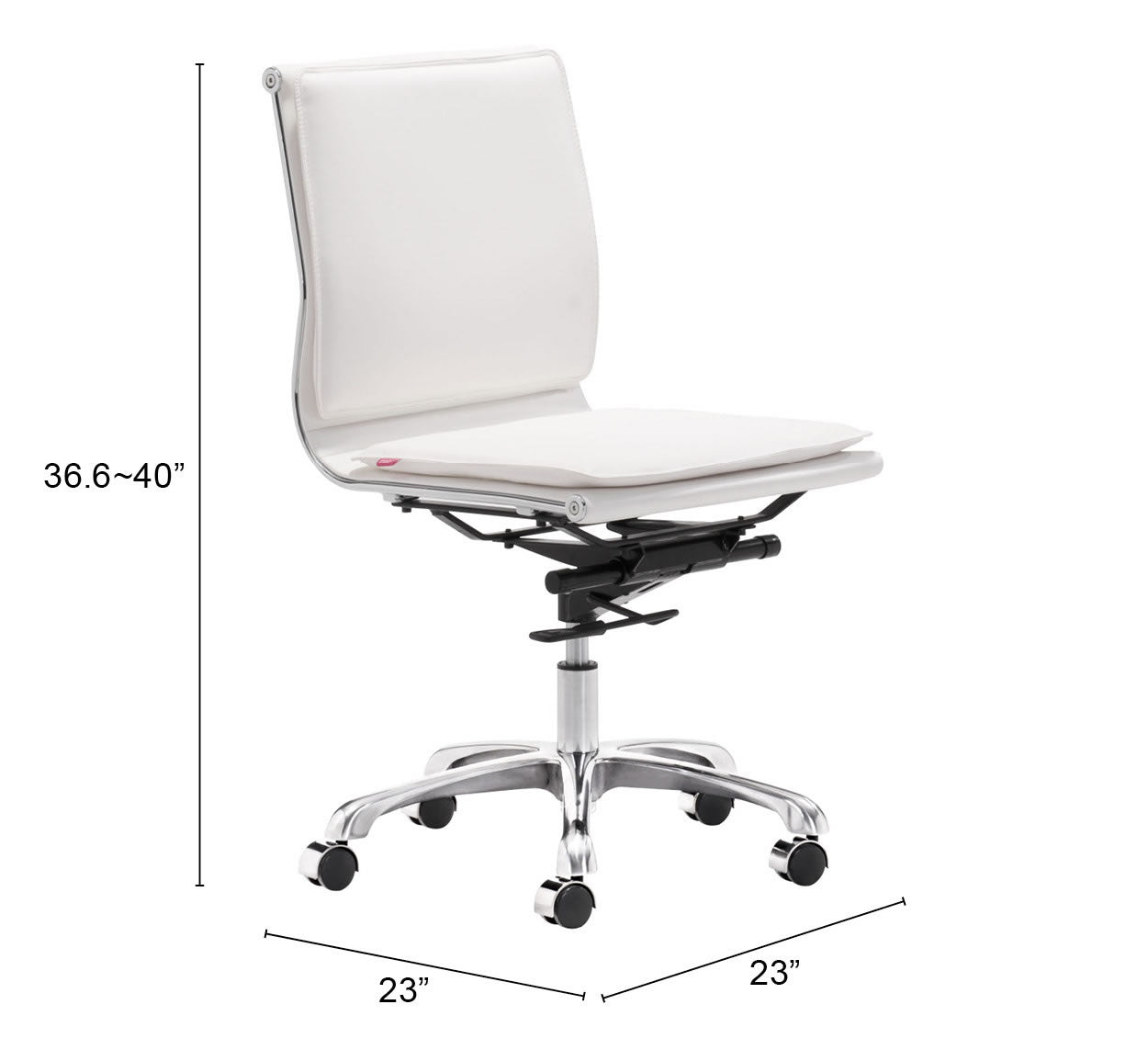 Lider White Plus Armless Office Chair - Ornate Home