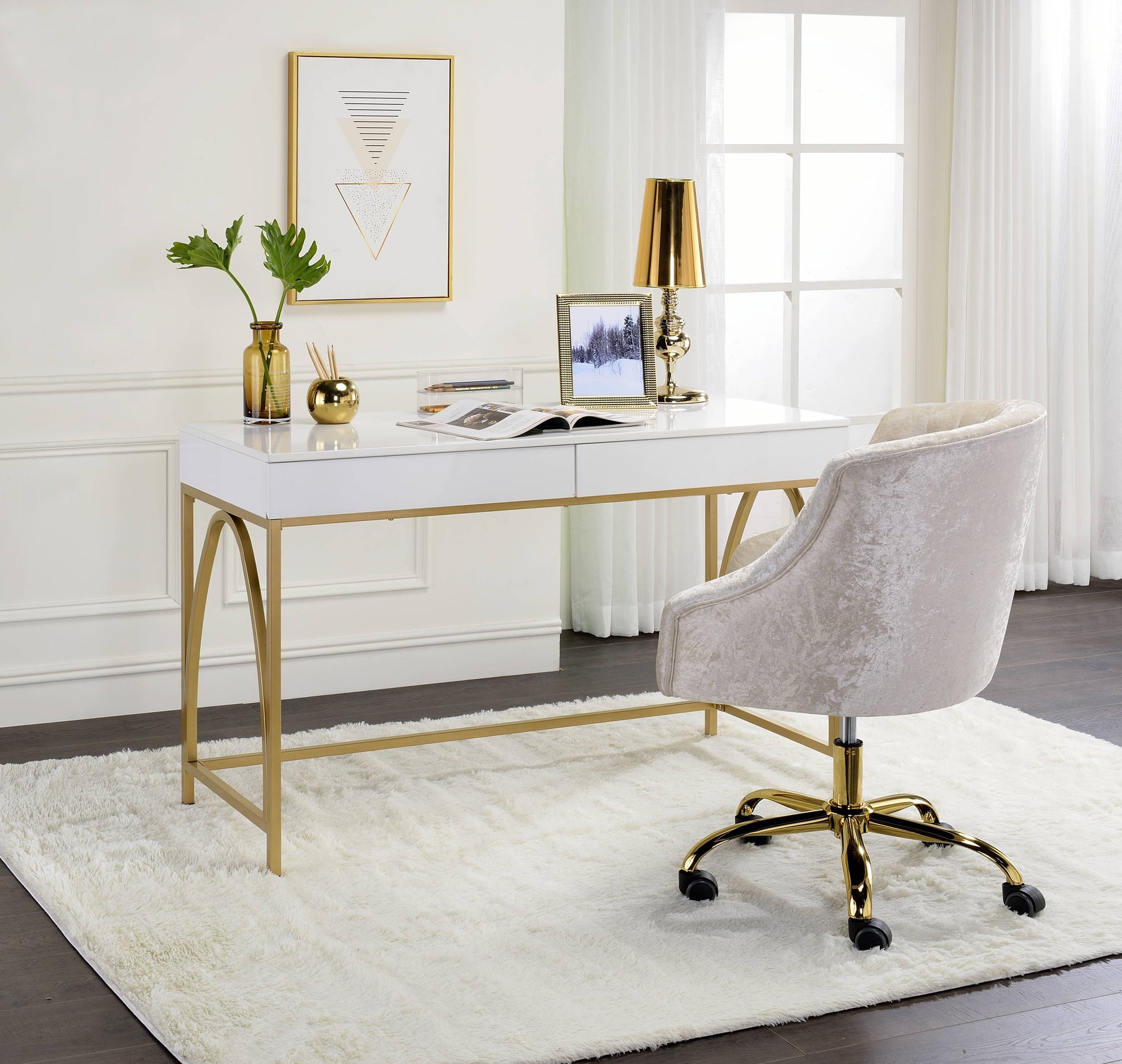 Lightmane White Vanity Desk - Ornate Home