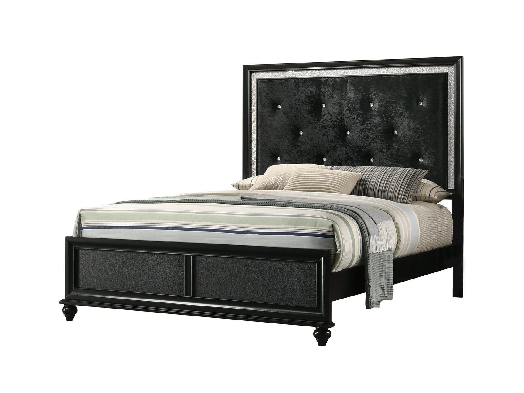 Lila Black Full Upholstered Panel Bed - Ornate Home