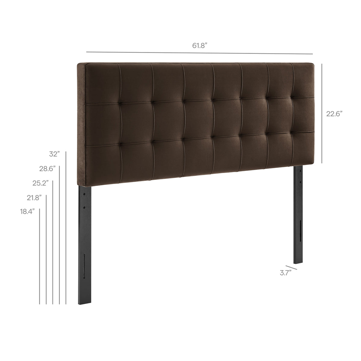 Lily Chocolate Brown Stain-Resistant Performance Velvet Queen Size Headboard - Ornate Home