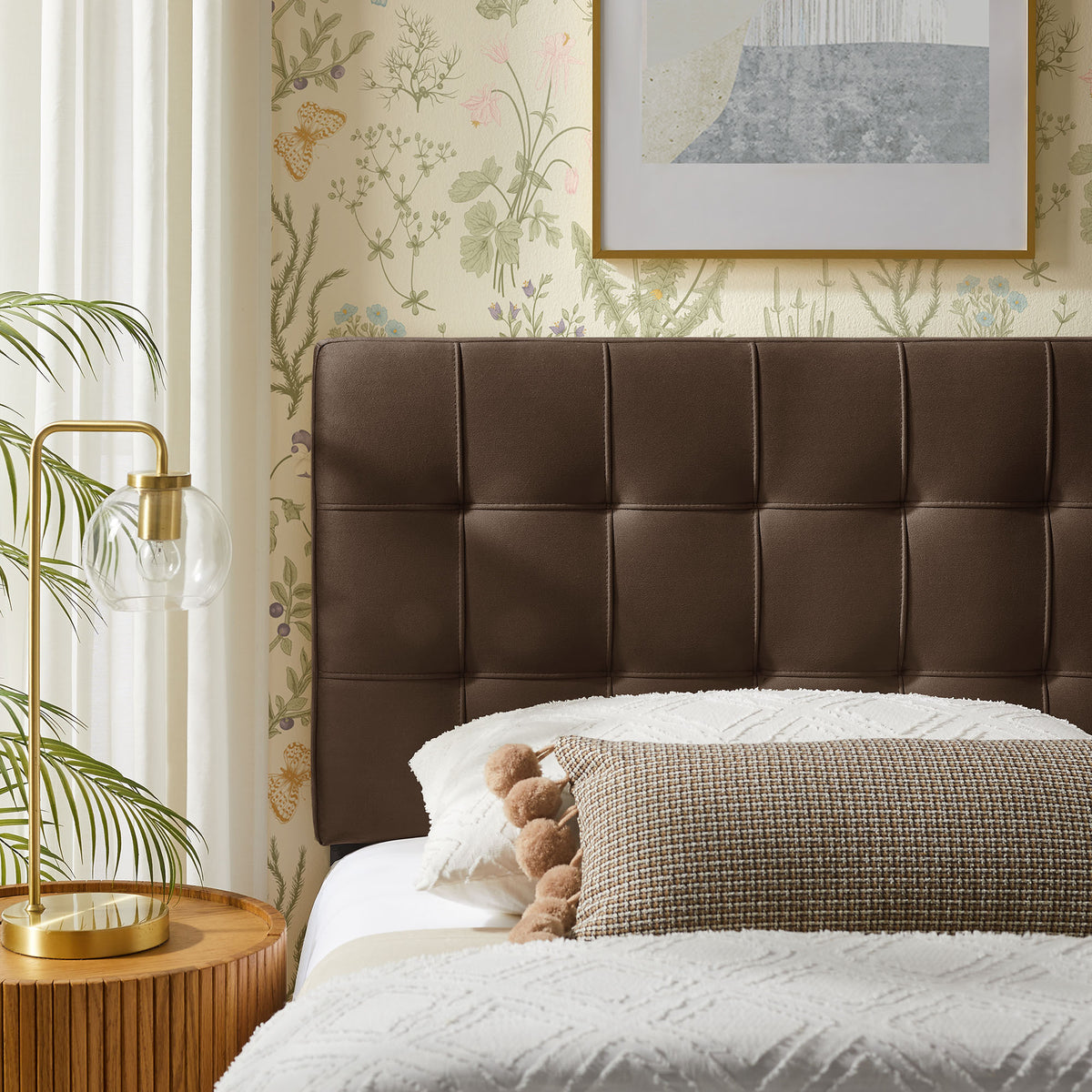 Lily Chocolate Brown Stain-Resistant Performance Velvet Twin Size Headboard - Ornate Home