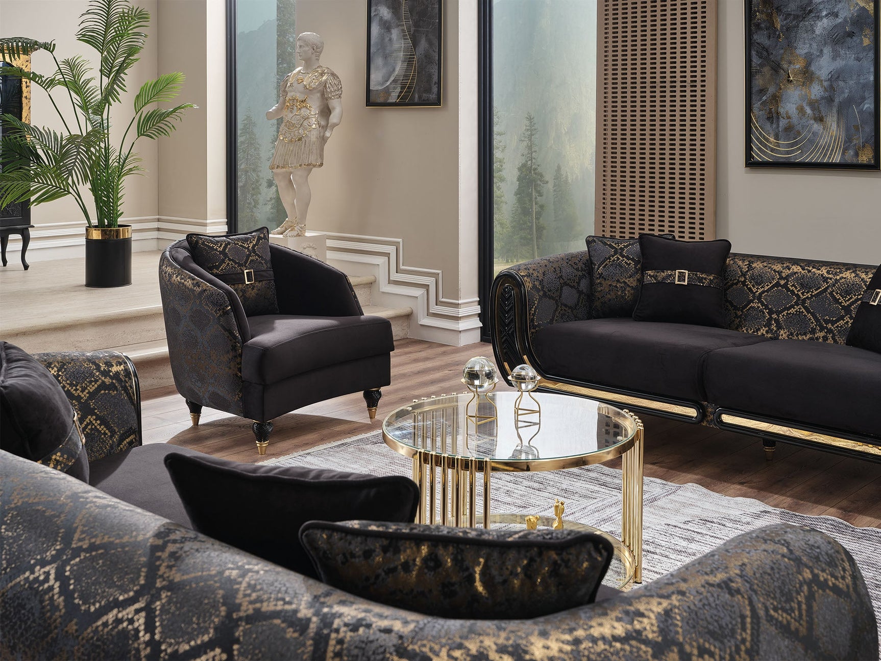 Lima Black 3-pieces (Sofa & Loveseat & Chair) Living Room Set