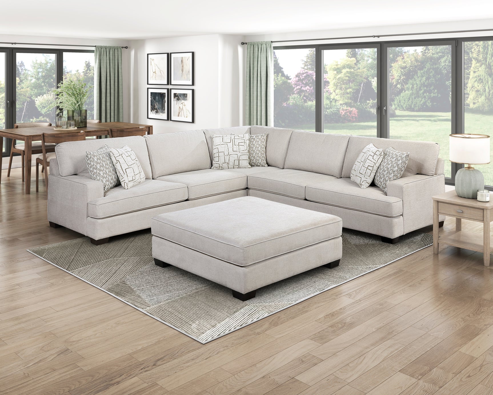 Lincoln Hall Beige Ottoman - Ornate Home