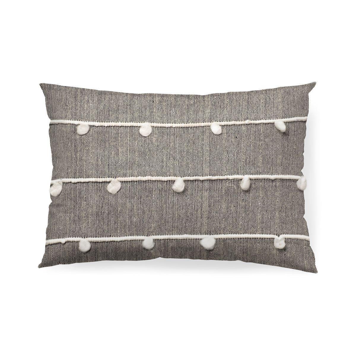 Linda Navy/Cream/White 13x21 Pillow Cover with Down Filler (Set of 2) - Ornate Home