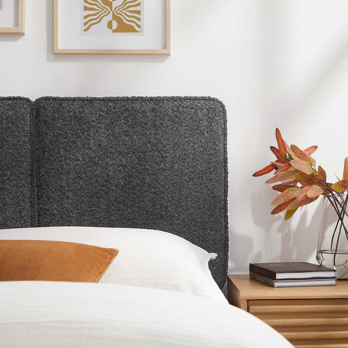Lindee Slate Boucle Fabric Twin Headboard - Ornate Home