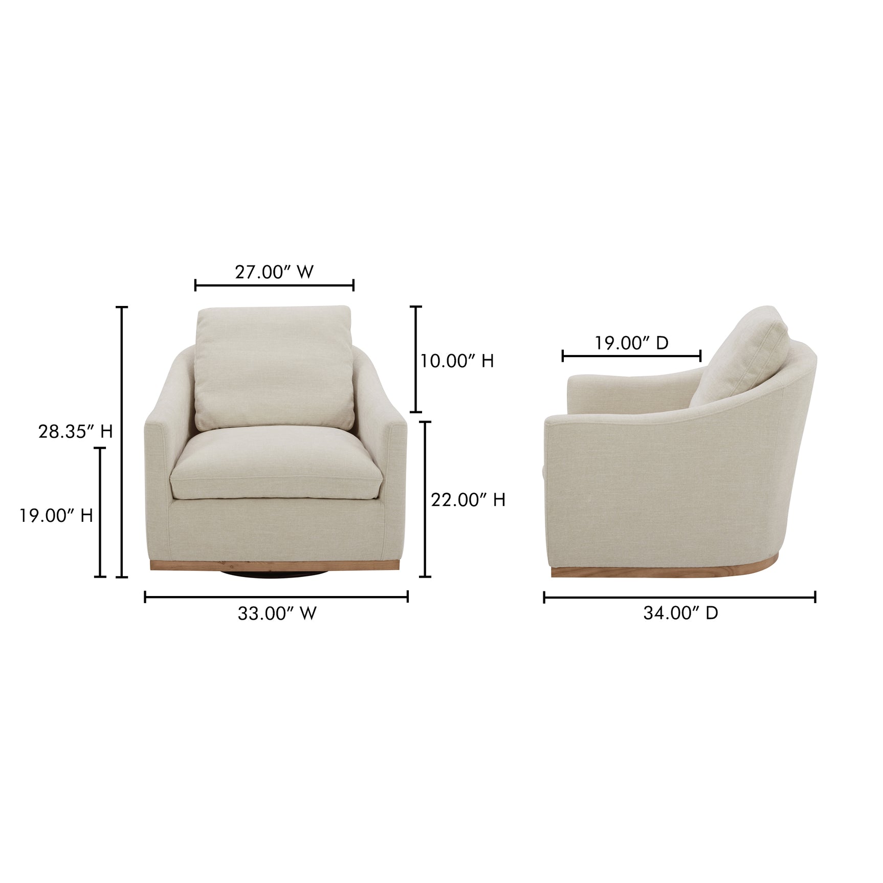 Linden Beige Swivel Chair - Ornate Home