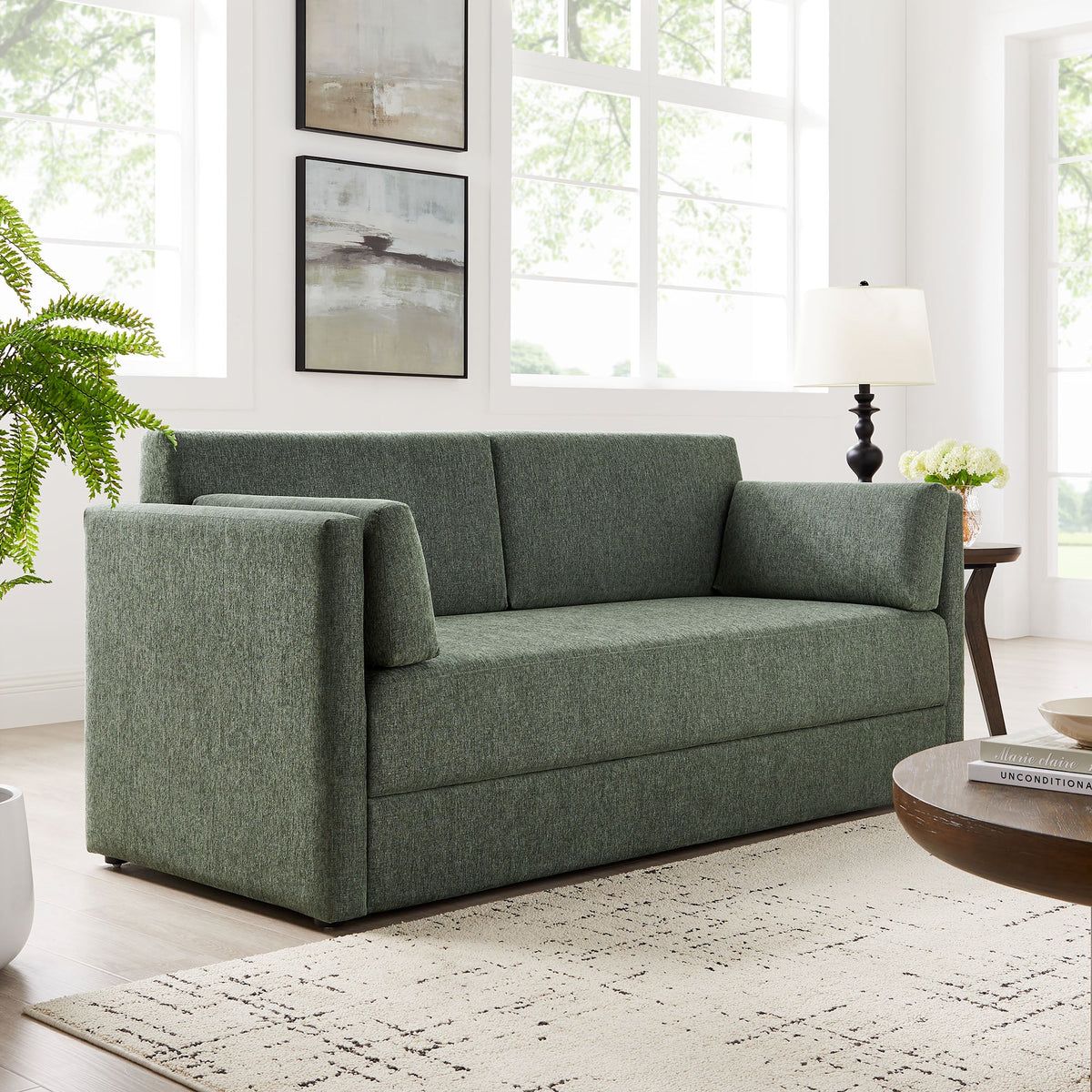 Linden Eucalyptus Upholstered Heathered Chenille Sofa - Ornate Home