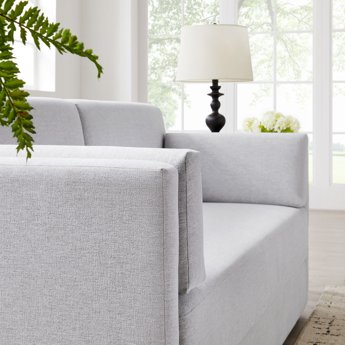 Linden Newsprint Upholstered Heathered Chenille Sofa - Ornate Home