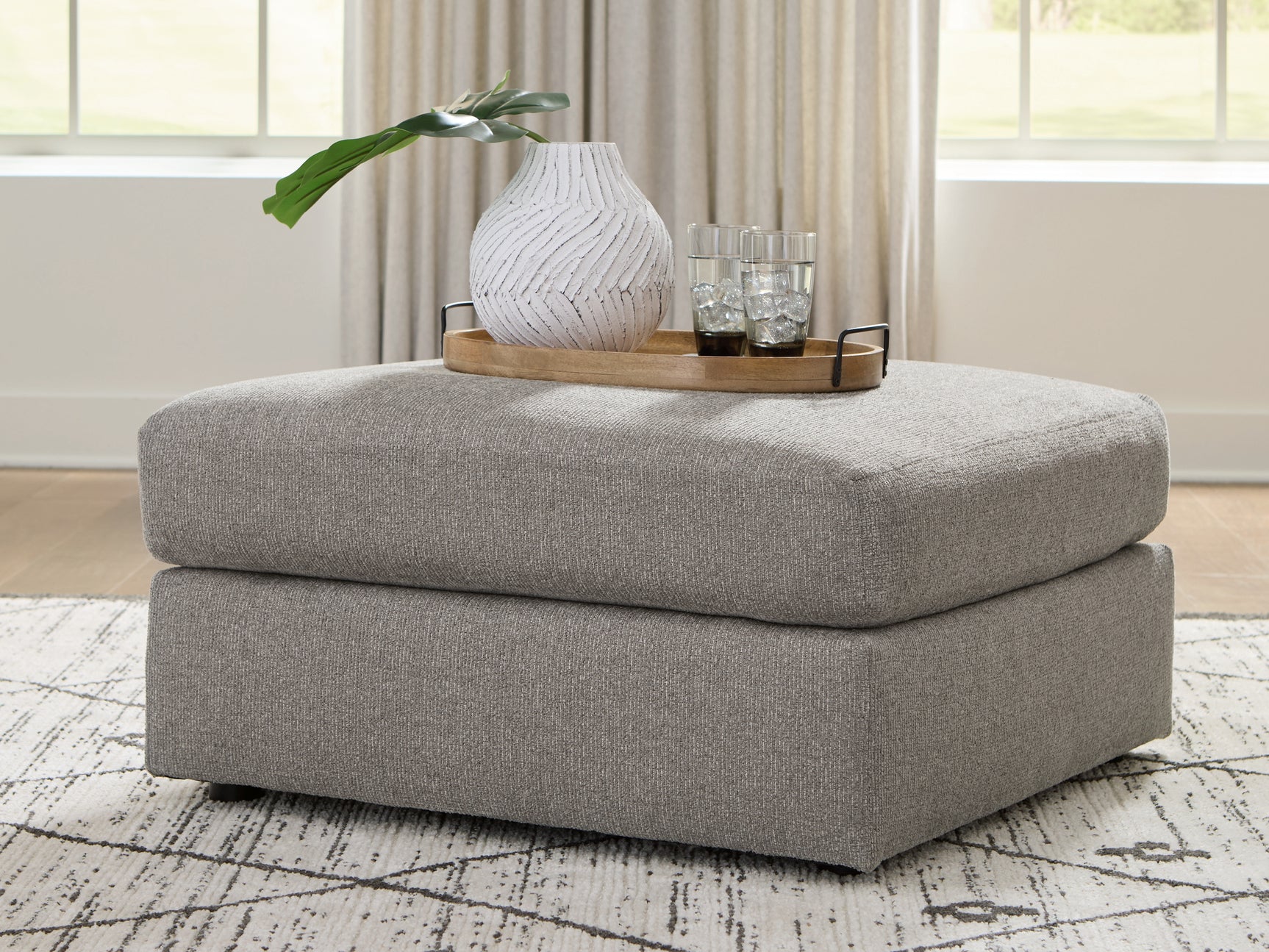 Lindon Smoke Oversized Accent Ottoman (Online Special Price) - Ornate Home