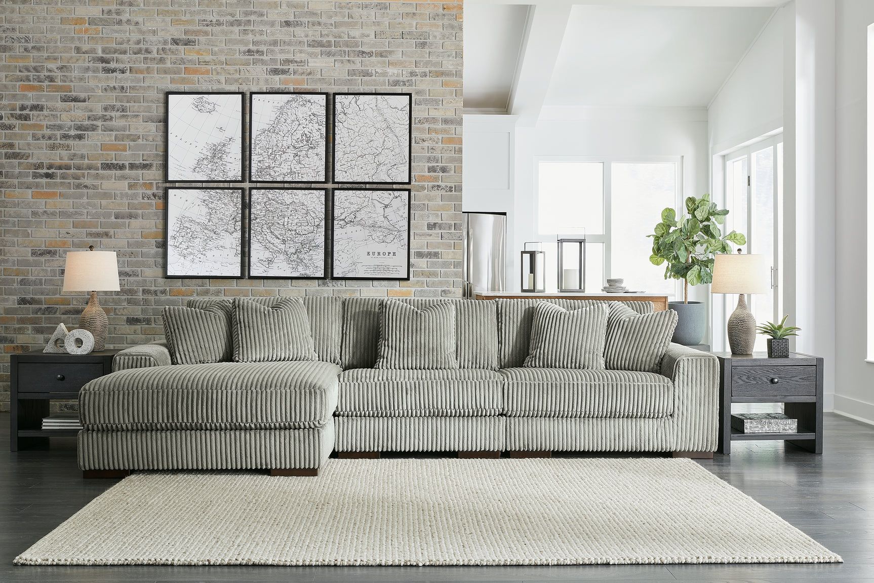 Lindyn Fog 3-Piece Sectional and Oversized Swivel Accent Chair (Online Special Price) - Ornate Home