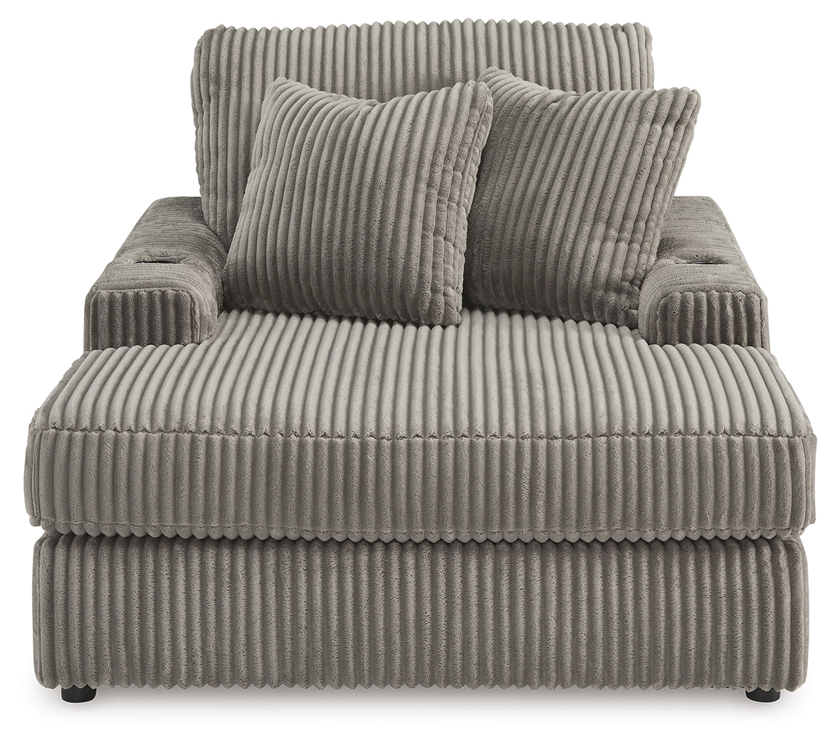 Lindyn Fog Chaise Lounge w/ 2 Cup Holders & USB Charging Port - Ornate Home