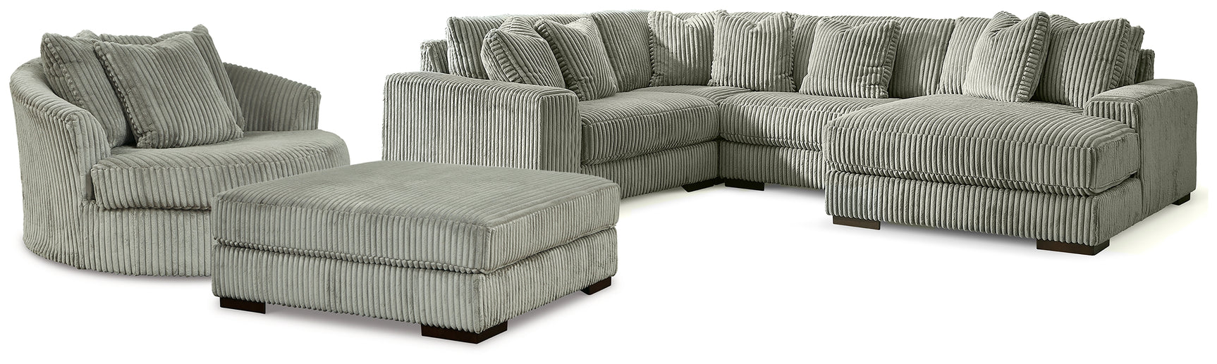 Lindyn Fog 4-Piece Sectional, Chair and Ottoman - Ornate Home