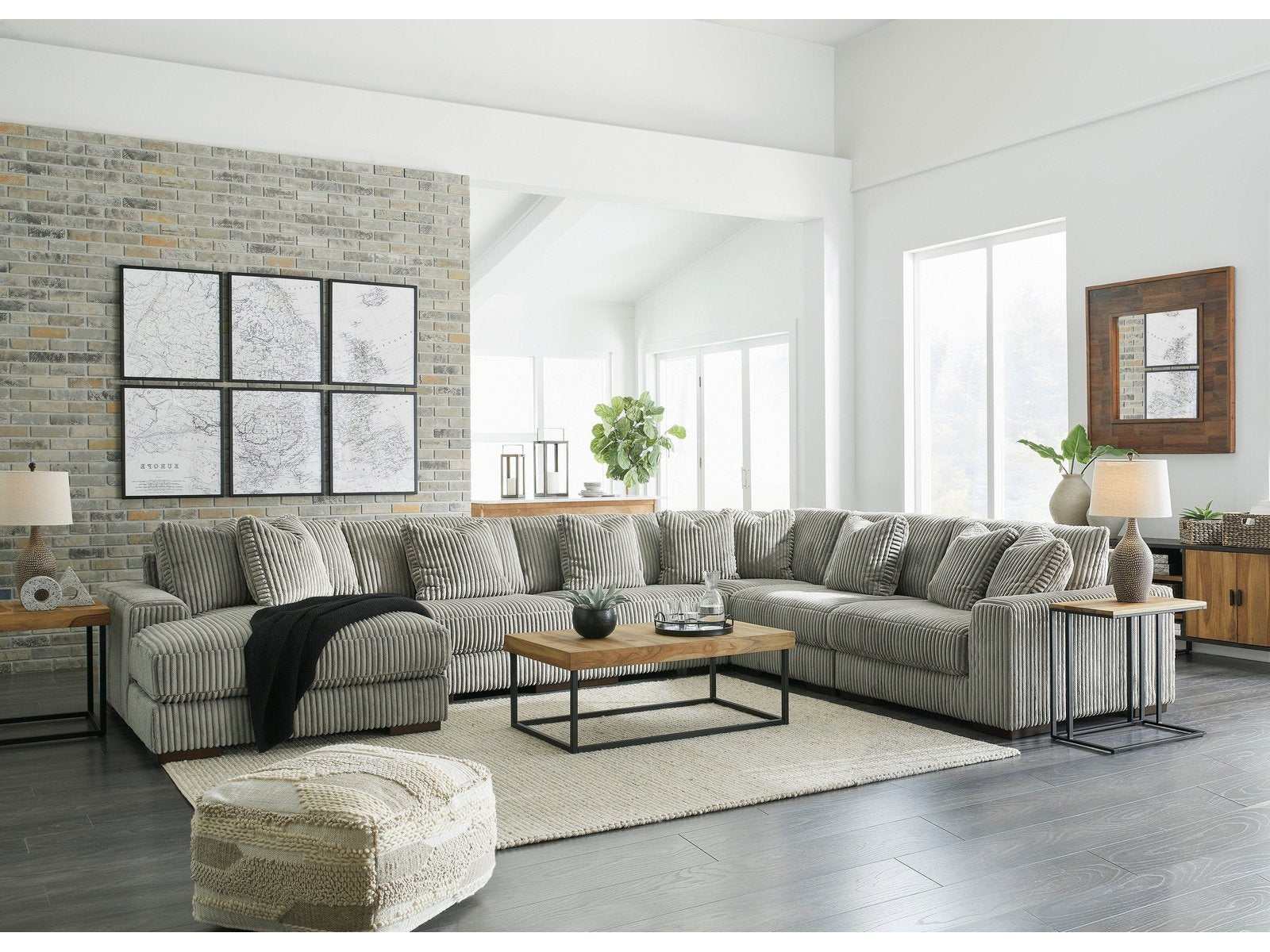 Lindyn Fog 6pc LAF Chaise Sectional - Ornate Home