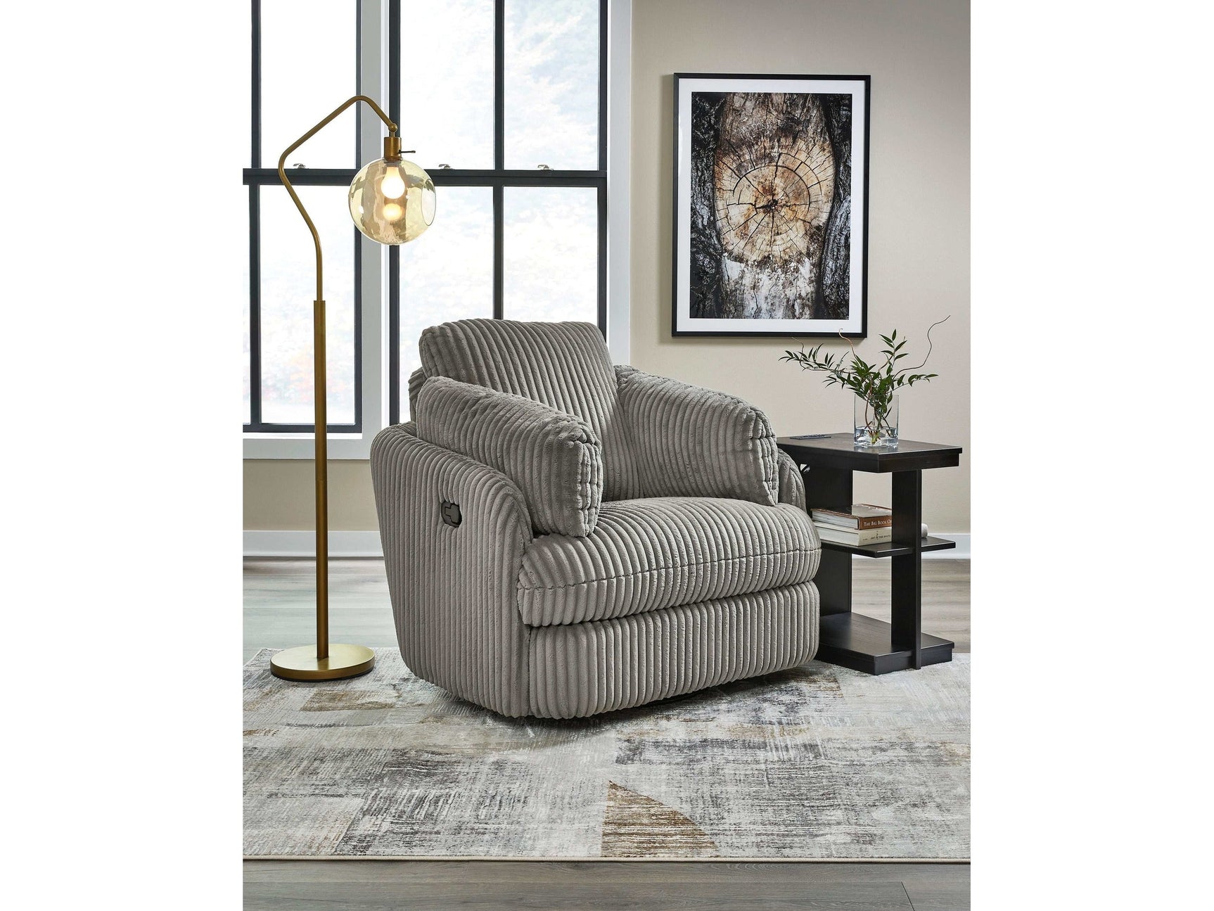 Lindyn Fog Swivel Glider Recliner (Online Special Price) - Ornate Home