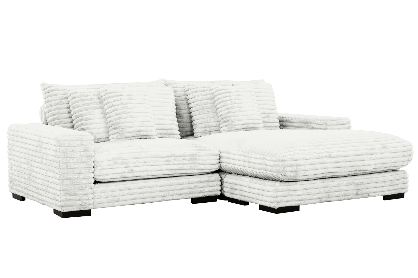 Lindyn II Ivory Jumbo Corduroy 2pc Reversible Sectional Sofa w/ Dual Cupholders & USB Ports - Ornate Home