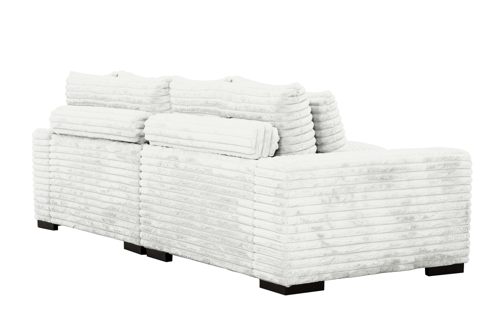 Lindyn II Ivory Jumbo Corduroy 2pc Reversible Sectional Sofa w/ Dual Cupholders & USB Ports - Ornate Home