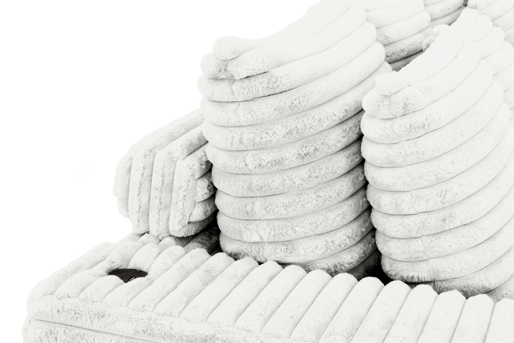 Lindyn II Ivory Jumbo Corduroy 2pc Reversible Sectional Sofa w/ Dual Cupholders & USB Ports - Ornate Home