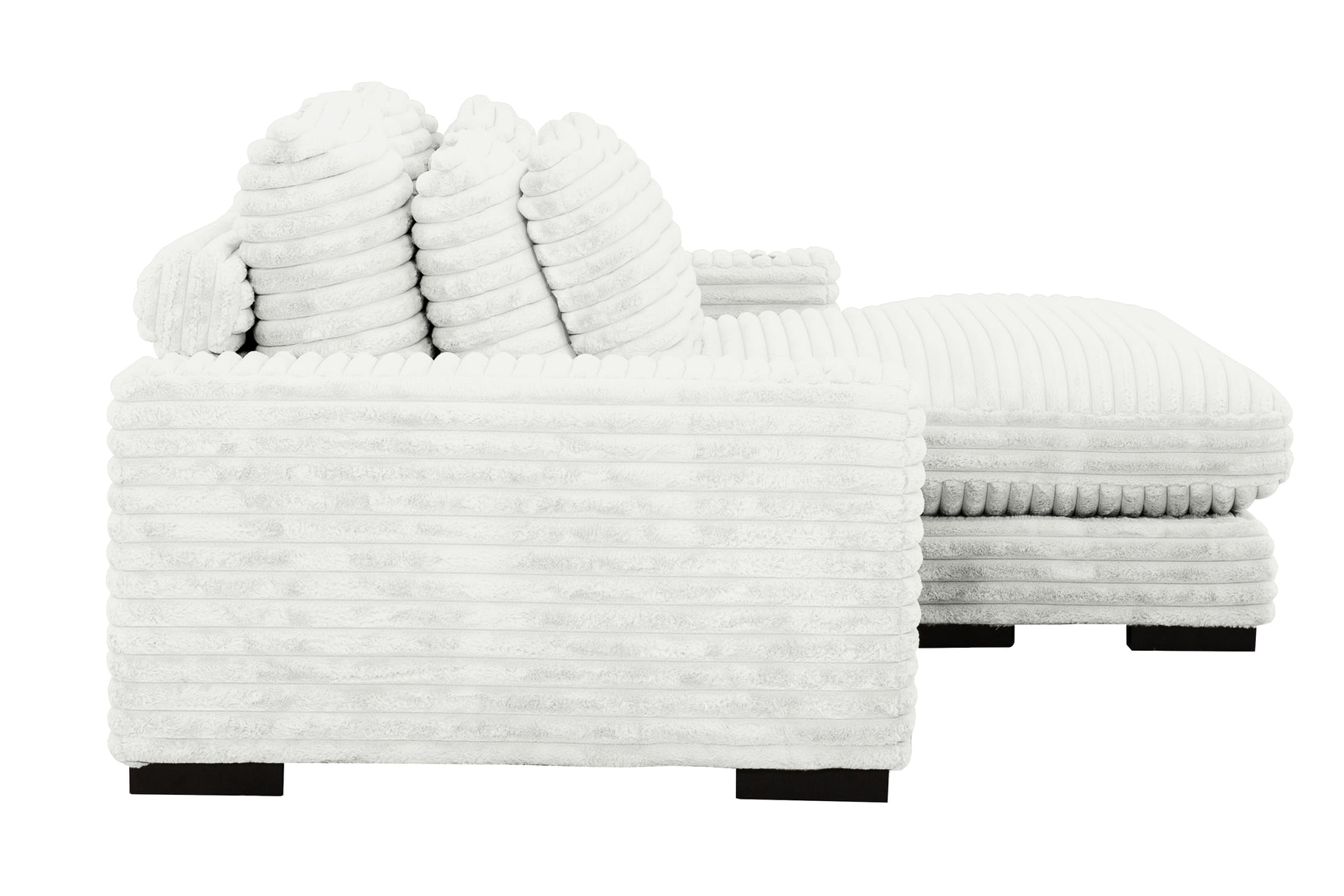 Lindyn II Ivory Jumbo Corduroy 2pc Reversible Sectional Sofa w/ Dual Cupholders & USB Ports - Ornate Home