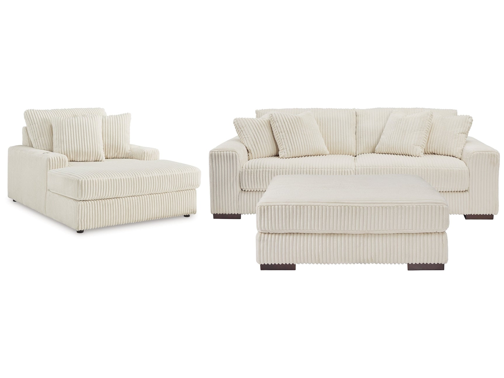 Lindyn Ivory 2-Piece Sectional, Chaise and Oversized Ottoman - Ornate Home