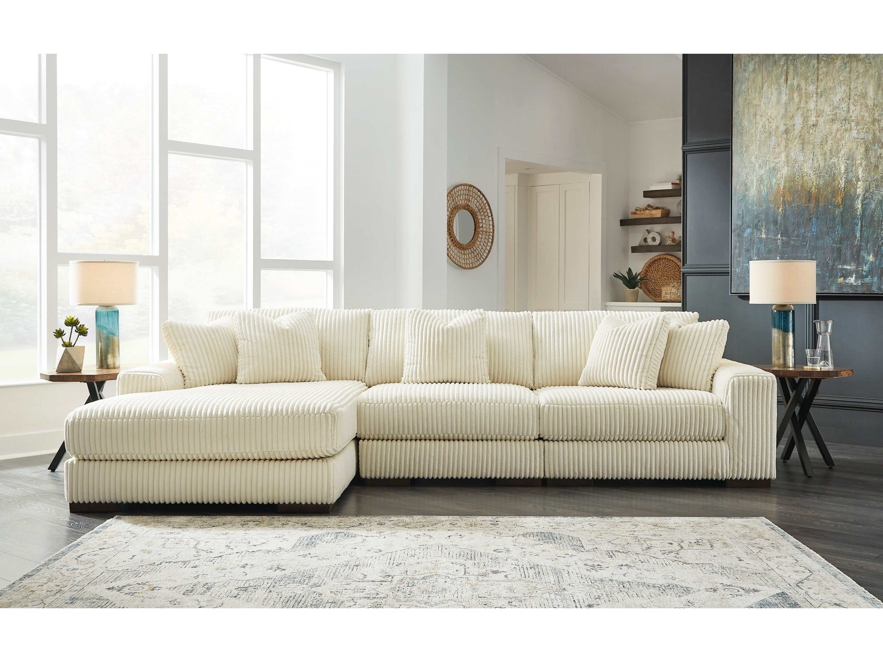Lindyn Ivory 3pc LAF Chaise Sectional (Online Special Price) - Ornate Home