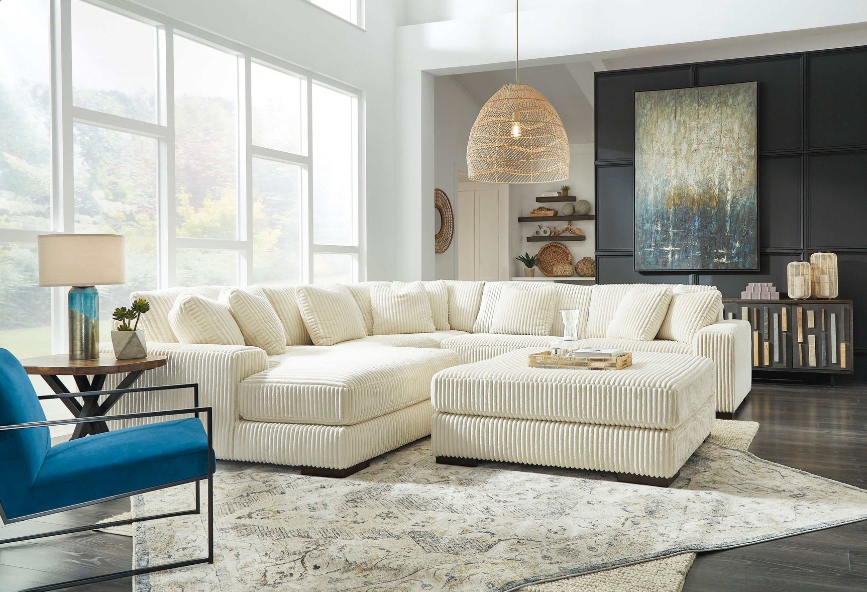 Lindyn Ivory 5pc LAF Chaise Sectional (Online Special Price) - Ornate Home