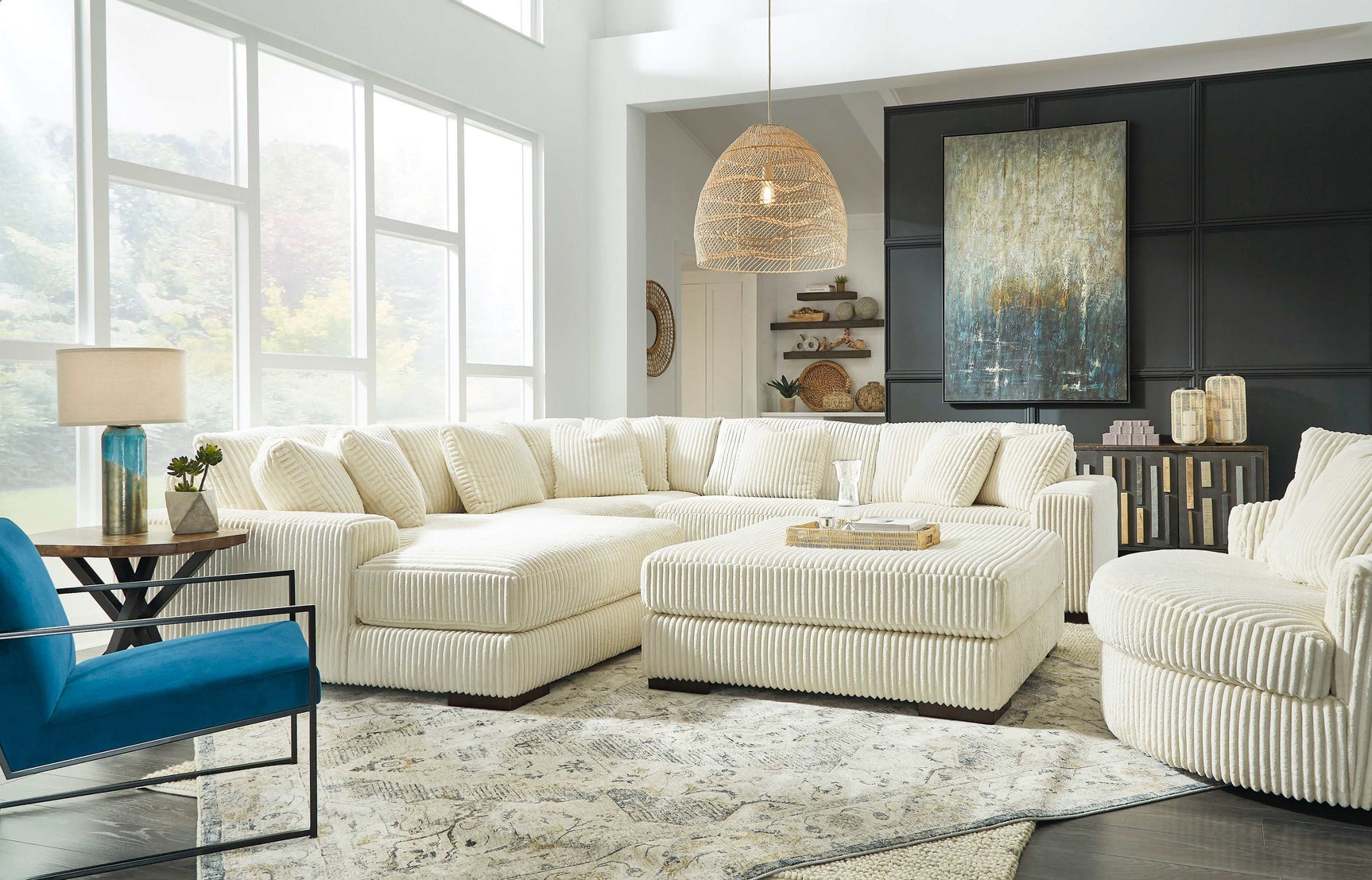 Lindyn Ivory 5pc LAF Chaise Sectional (Online Special Price) - Ornate Home
