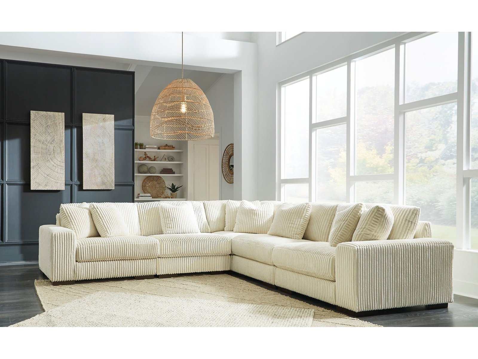 Lindyn Ivory 5pc Symmetrical Sectional - Ornate Home