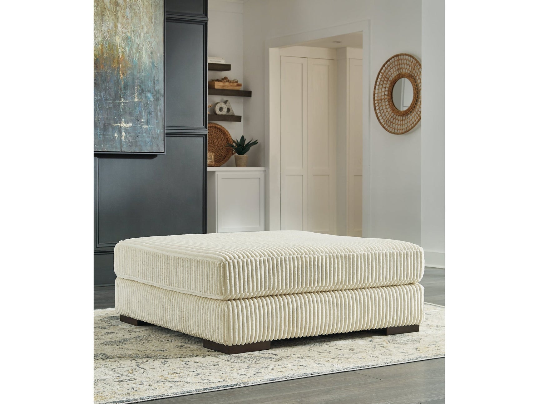Lindyn Ivory Oversized Accent Ottoman - Ornate Home