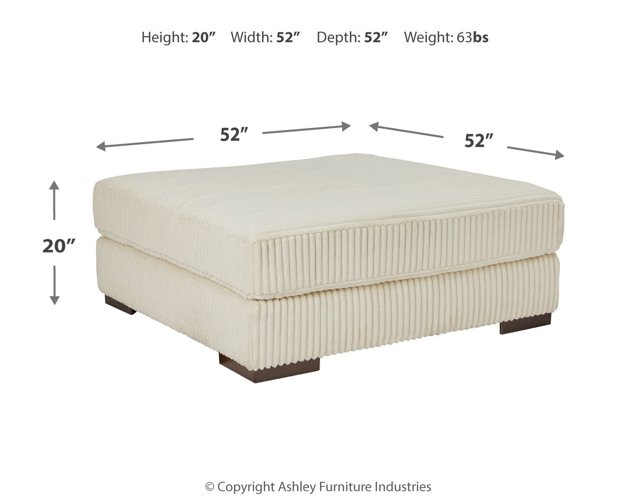 Lindyn Ivory Oversized Accent Ottoman - Ornate Home