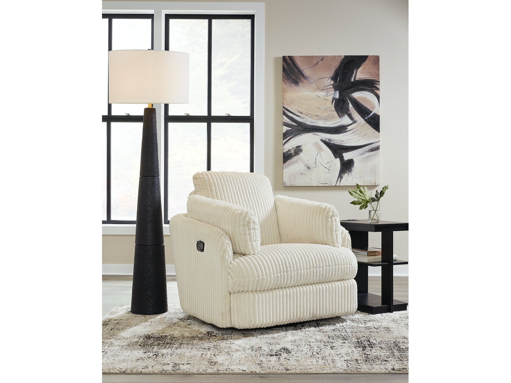 Tie-Breaker Ivory Swivel Glider Recliner - Ornate Home